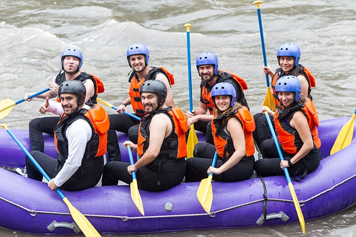 do you sit on the thwarts for white water rafting
