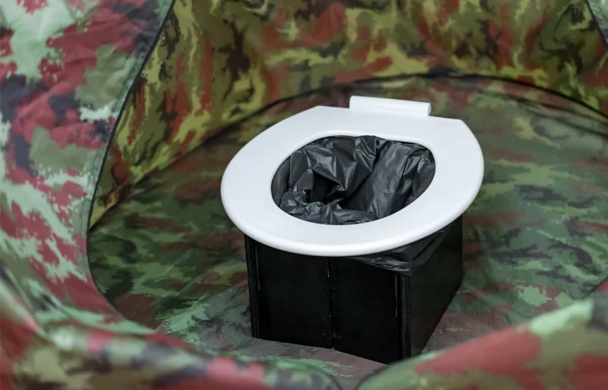 Portable toilet at camping site