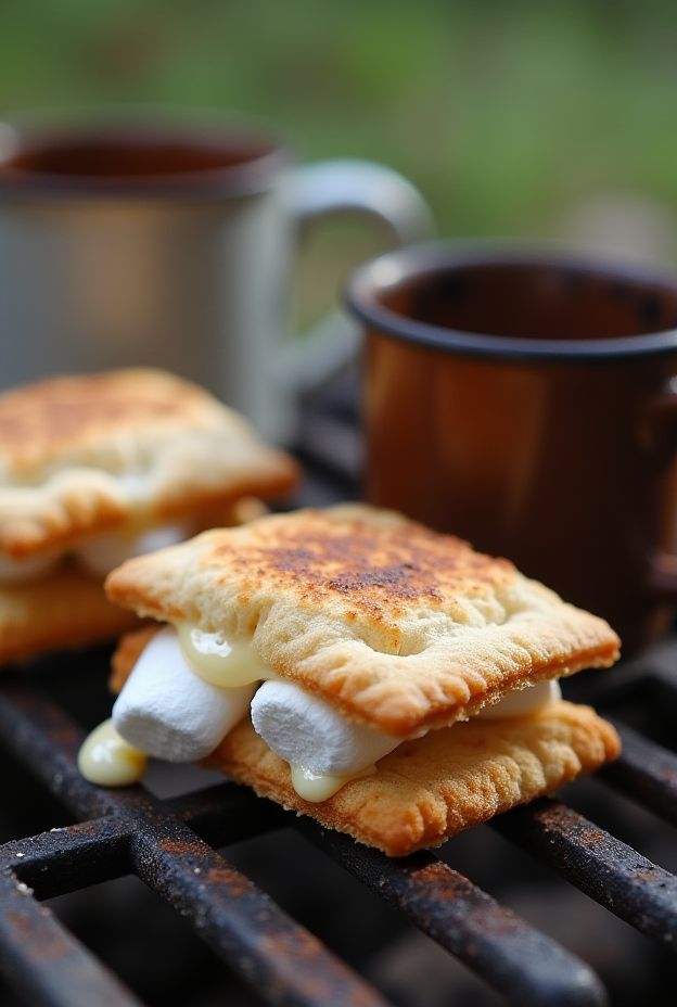 Campfire Pop-Tart Sandwich with toasted marshmallows, the perfect camping treat for sweet lovers.