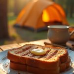 Campfire cinnamon toast strips with butter, ideal for outdoor camping snacks, flavored with cinnamon sugar, and grilled to perfection.